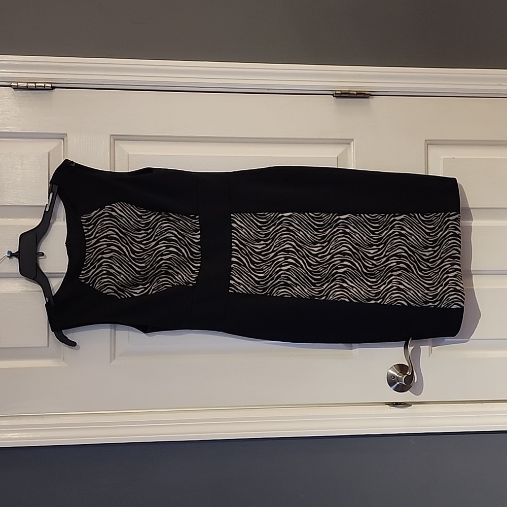 Connected Apparel Zebra Colorblock Dress Sz 10